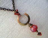 Boro Lampwork Glass Bead, Vintaj Natural Brass Necklace