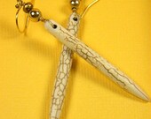 Wild Thing Earrings white turquoise, gold glass on gold vermeil