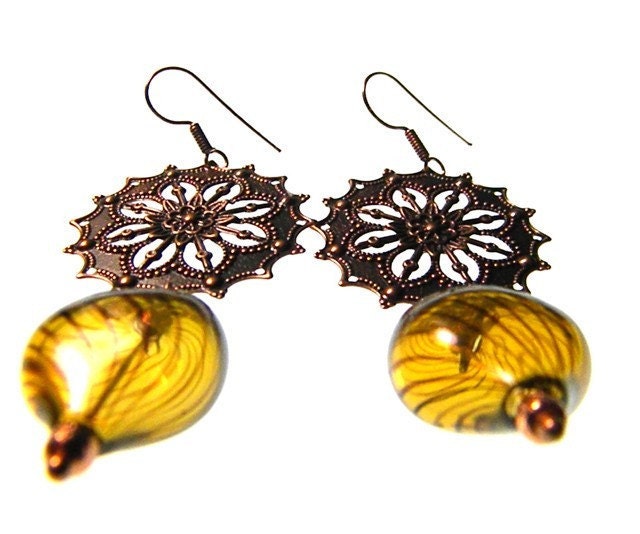 Danish Lamp Earrings on copper - Adela Earrings