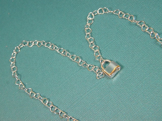 Lock Down Necklace Sterling Silver Heart Links held together by a solid sterling lock.