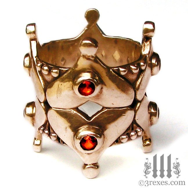 Heart Crown Wedding Ring Rose Gold Gothic Medieval Alice In Wonderland Size 8.5