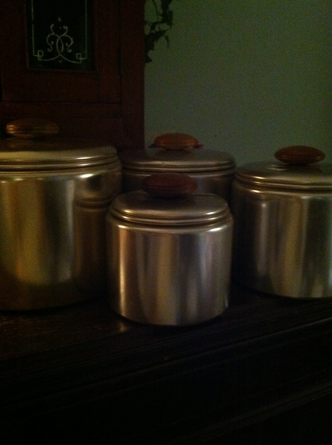 Mirror canister set 4 piece retro