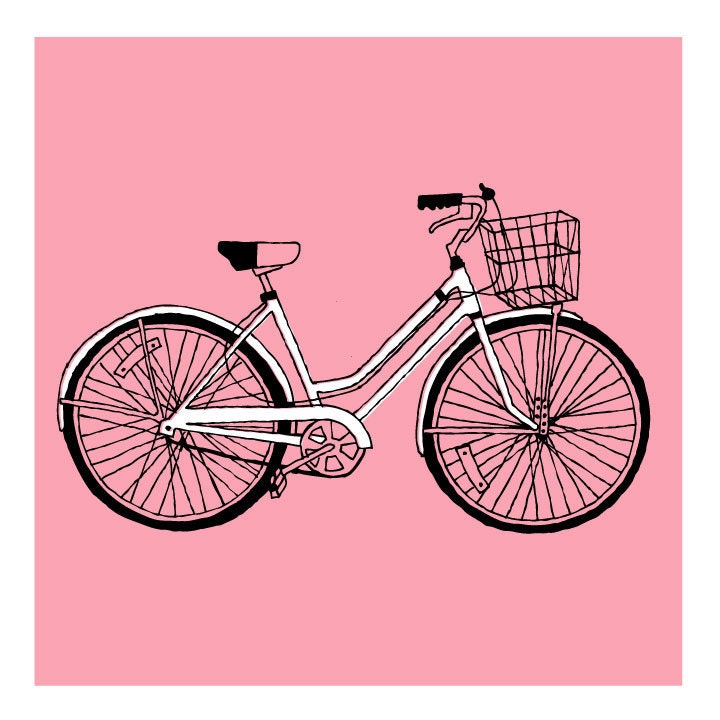 girl's bicycle giclee fine art print 10" x 10"