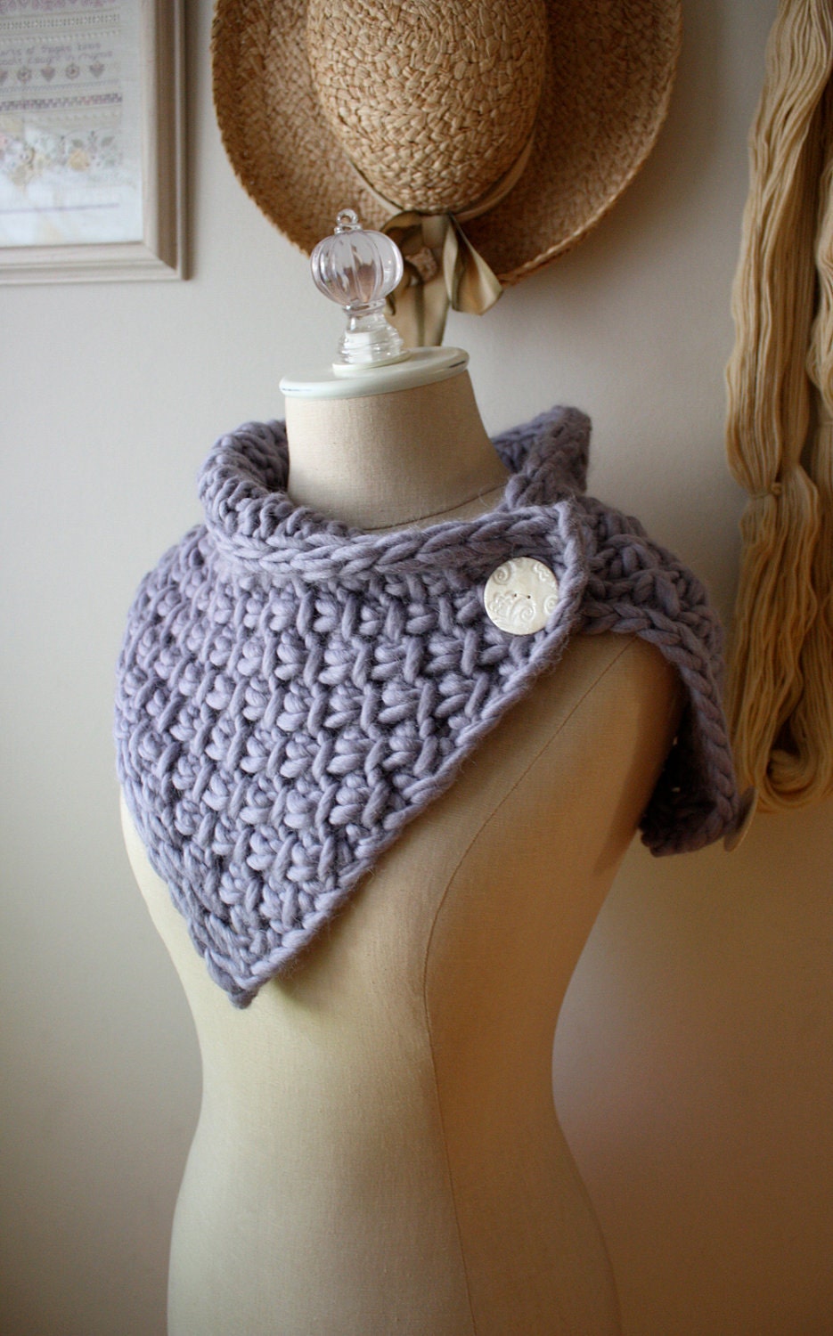 Cowl / Lilac Soft Plum / Hand Knit Shoulder Warmer / Phydeaux Twist