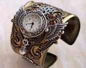 Bracelet Watch Cuff in brass and silver