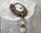 cameo jewelry Brass and Cameo Brooch