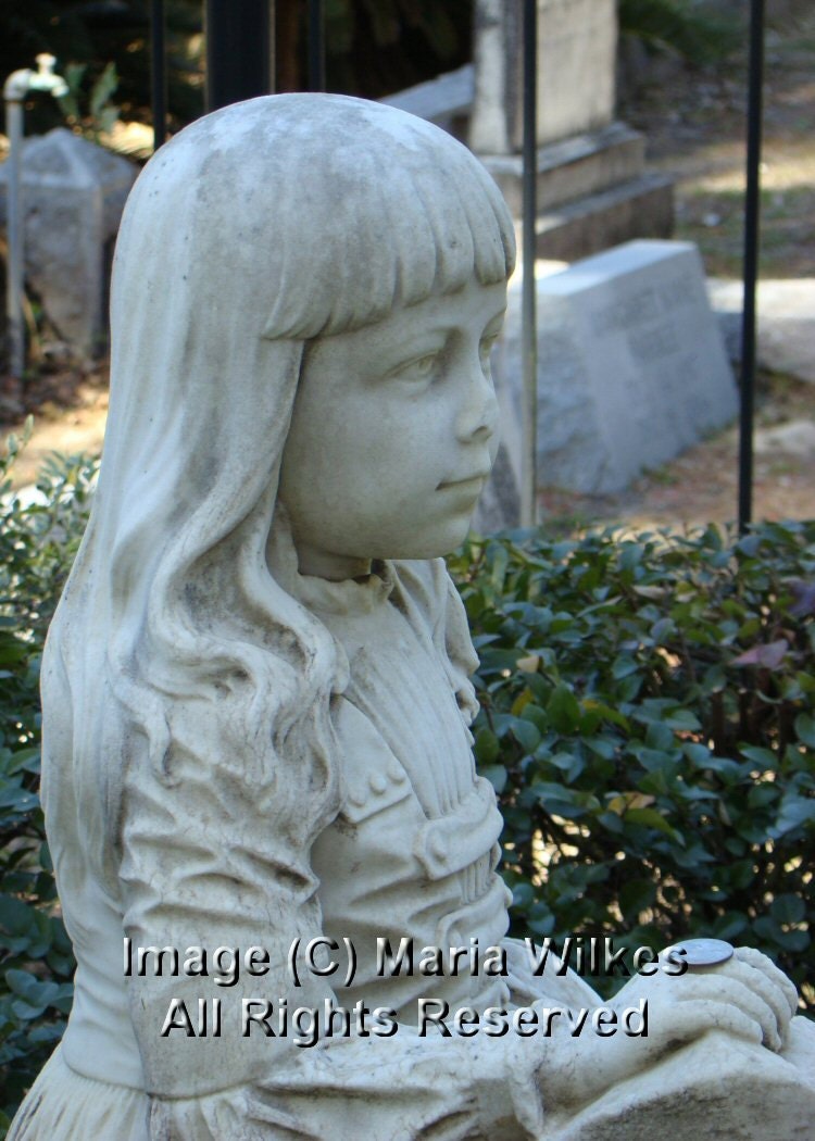 ATC ACEO Art Photo Print Of Gracie Watson in Bonaventure Cemetery in Savannah GA