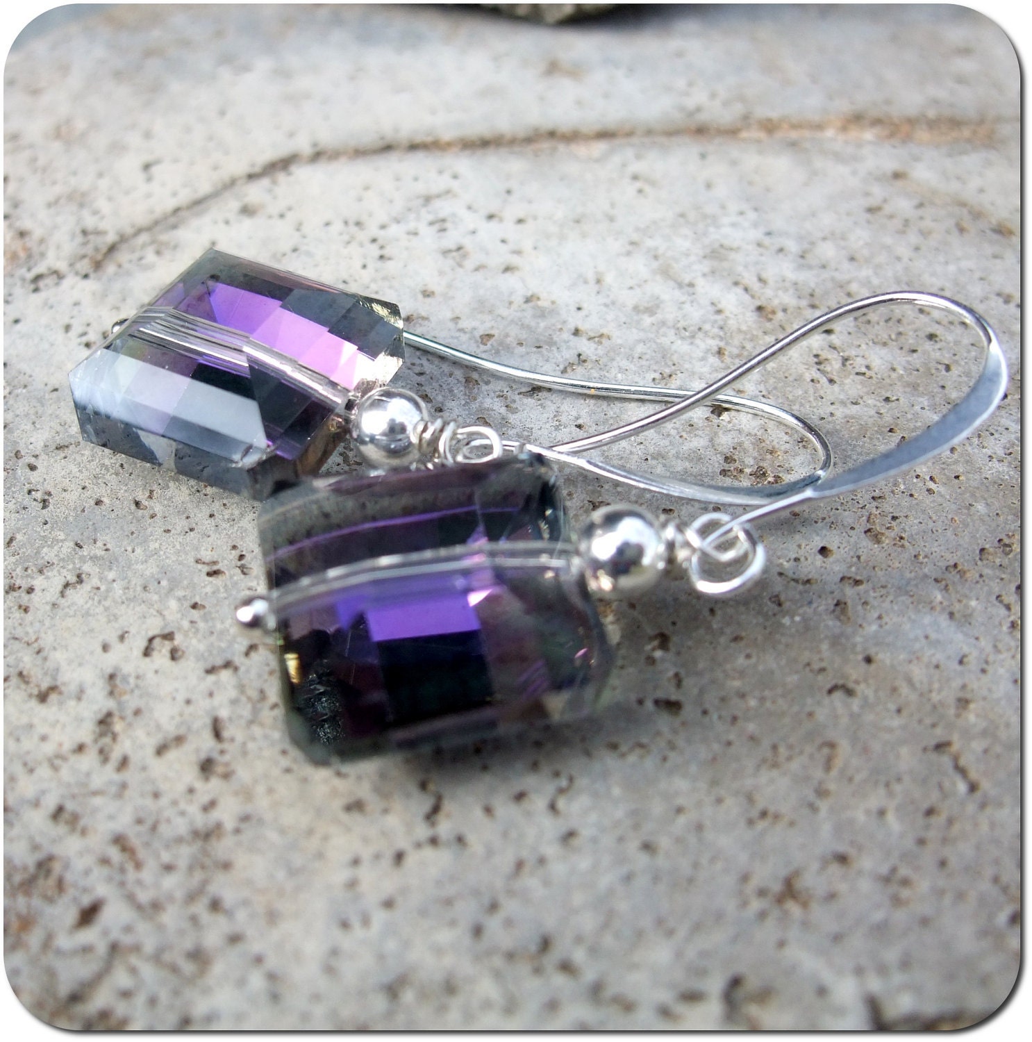 Charity Donation -- Purple Prismatic Cut Glass Earrings - Donation to Philabundance