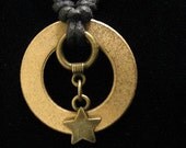 urban artifact necklace - bronze washer, brass star and ring jewelry components