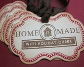 Christmas Tags/Baked Goods Labels- Homemade with Holiday Cheer- Vintage Appearance - Set of 5