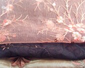 Orange mix - 3 embellished, embroidered fabric pieces