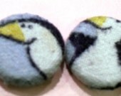 little penguin pinback button -- upcycled SALE