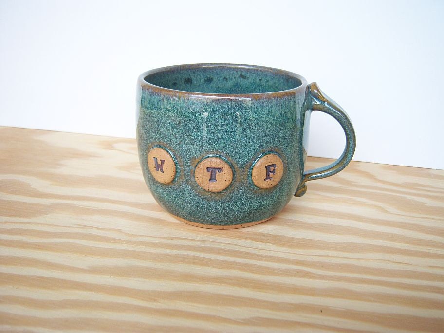 Pottery Mug in Sea Mist Glaze - WTF