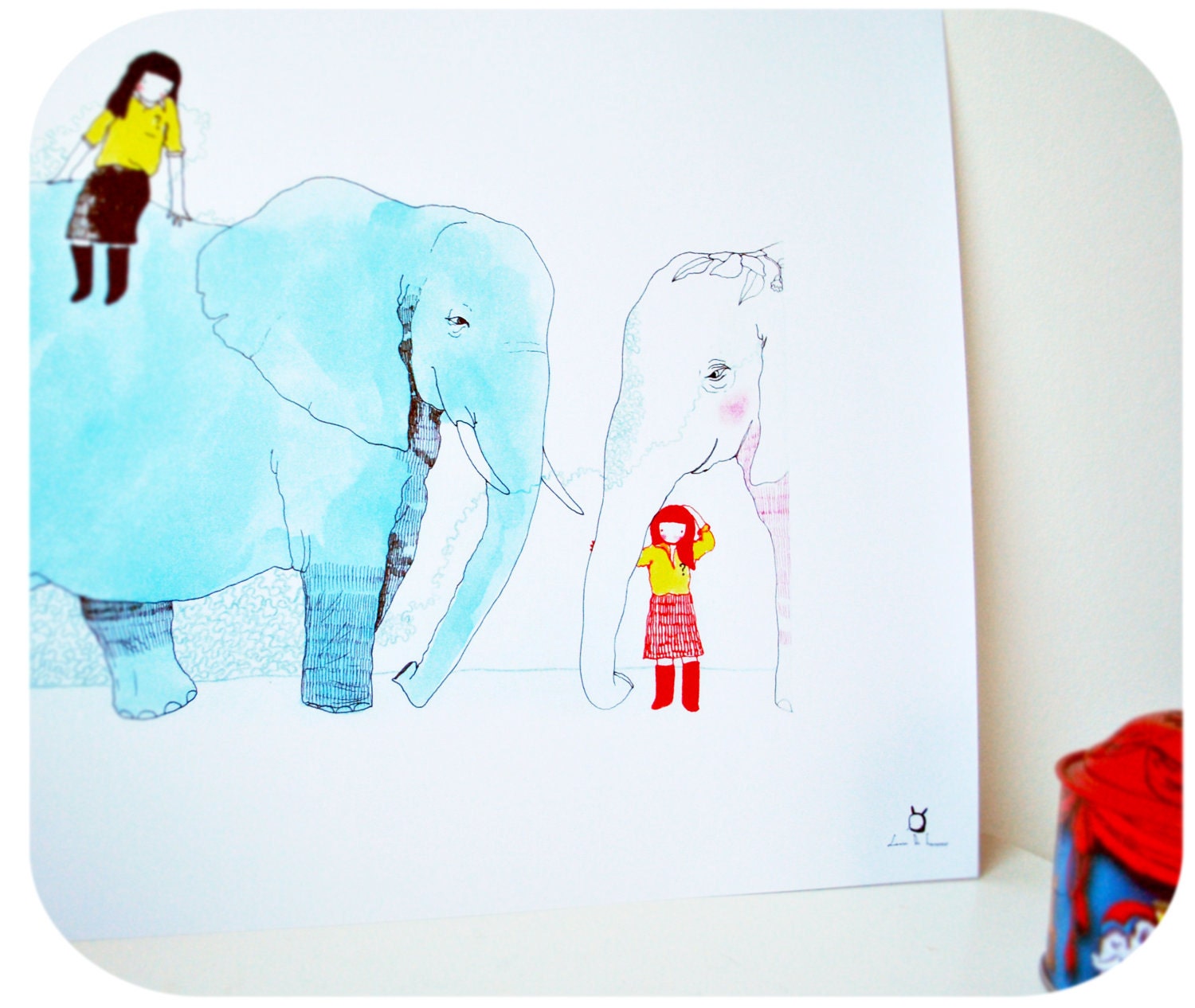 Circus - Indian Elephants - Hipster Girls - Art Print - Ciao Bella