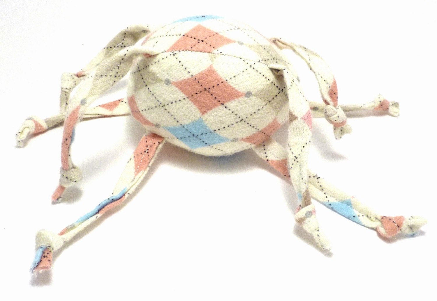 Soft Baby Toy with Strings Argyle Diamonds on Cream