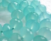 Aqua Chalcedony faceted rondelles, 9-9.5mm,  10 beads
