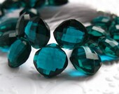 Teal Quartz faceted cusion briolettes, 10-12mm, packet of 6