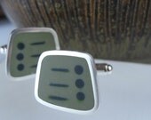 Square Sage Green Cuff Links  - Sterling Silver & Resin - Graphico -  In stock