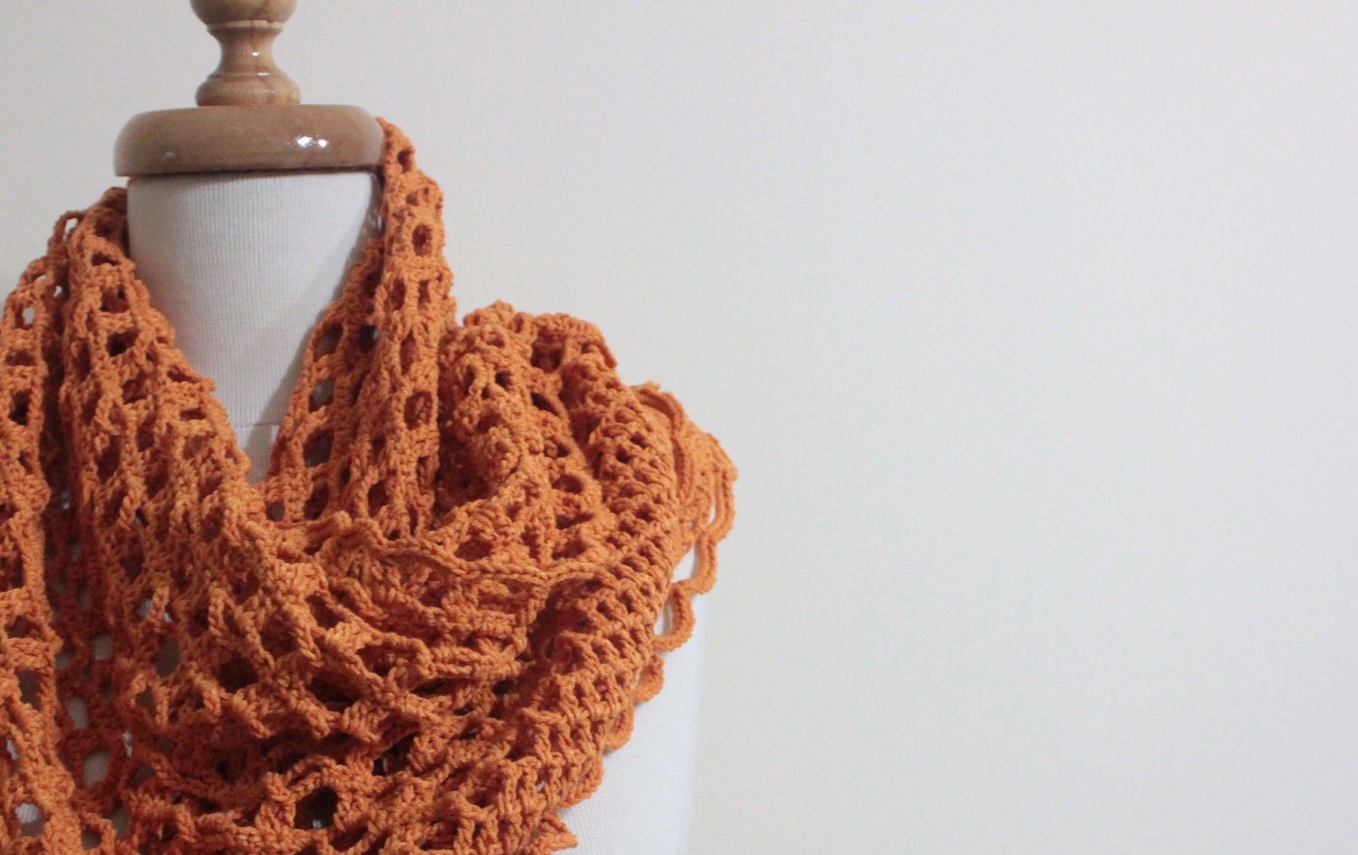 Crochet Shawl Scarf / Crochet Orange Neckwarmer / Triangle Stole, Wrap / Spring FashionCowl / Holiday Accessoires READY TO SHIPPING