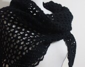 Black Shawl Crochet Triangle Stole Wrap Scarf Winter Accessories Office Fashion