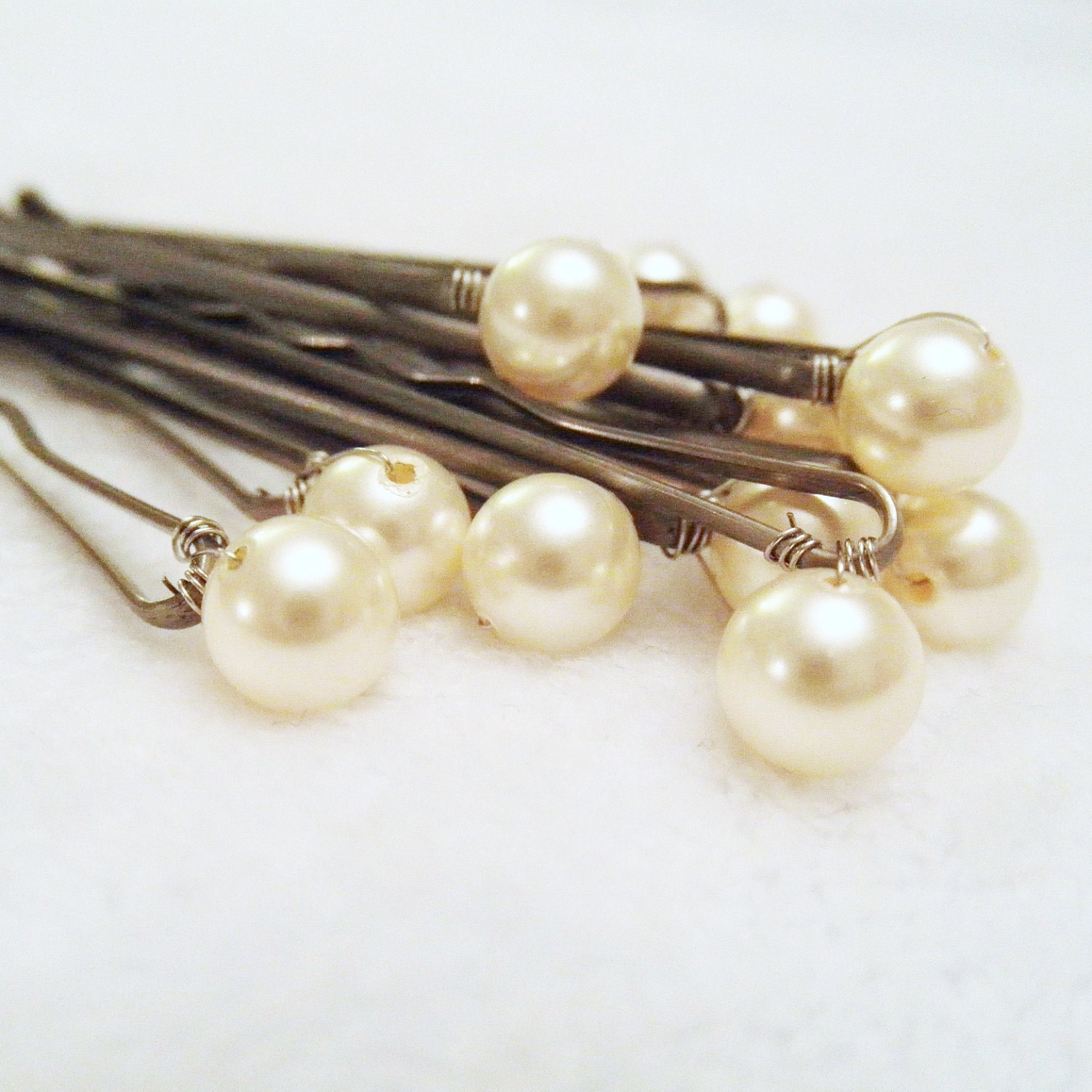 Pearl Hair Pins - 6 Cream OR Ivory wedding bobby pins