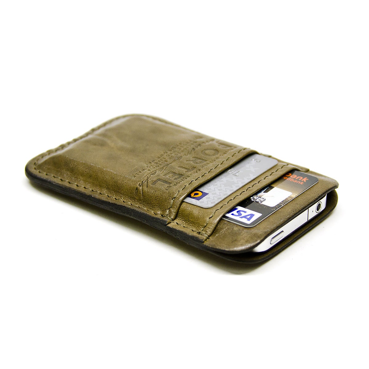 iPhone / iPod Touch - - RETROMODERN leather pocket - - OLIVE