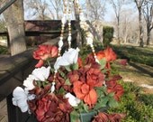 Beaded Plant Hanger. White-Multi