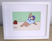Baseball Bear Children's Nursery Art Print