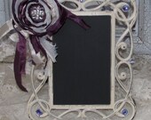 Chalk Board Frame Shabby Chic  Purple Rhinestones Perfect for Wedding Reception, Parties, Restaurant   by My Broken Art on Etsy