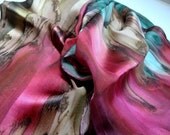 Chestnut Dark Red Dark Green Antelope Hand Dyed Silk Scarf