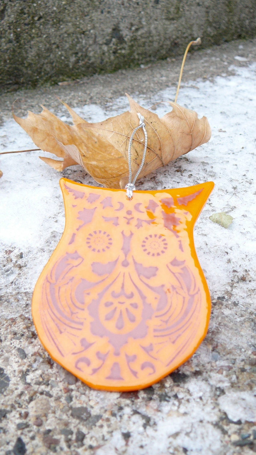 Orange Owl Ornament