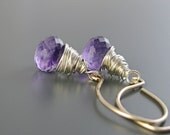 Amethyst  Earrings -  Sterling Silver, Birthstone,   Gold Filled,  Purple Earrings,  Wire Wrapped Jewelry, Amethyst Jewelry