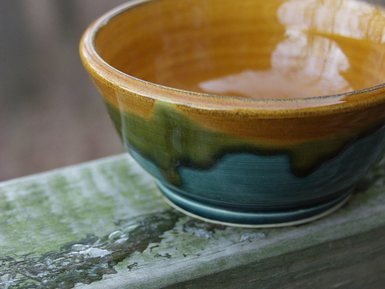 Condiment Dessert Rice or Breakfast Bowl Peacock Amber Ready to Ship