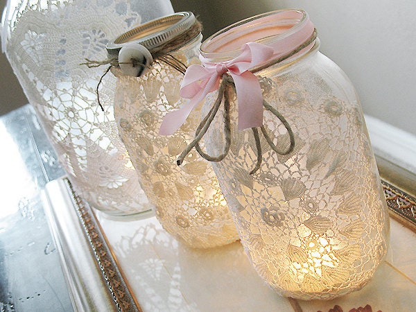 Vintage Lace  Mason Jar