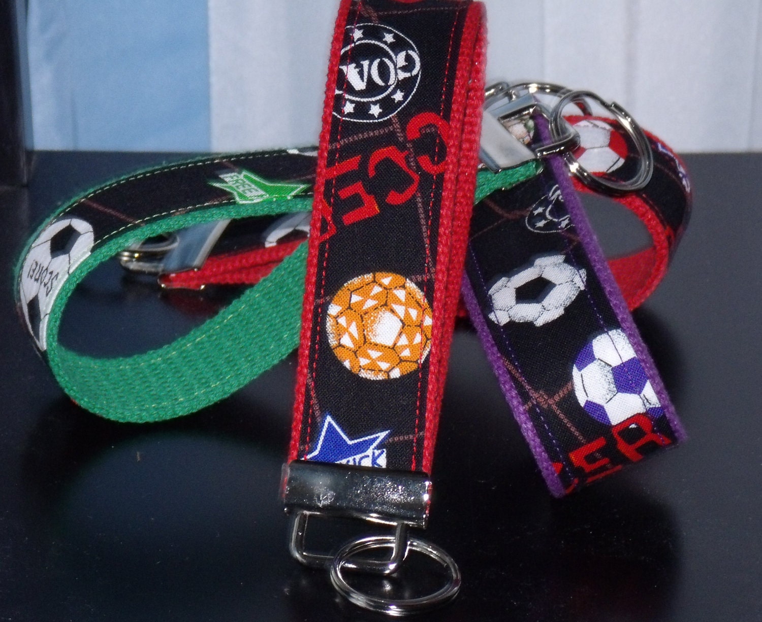 Key Fob in Soccer Print in Your Choice of Colors...Ready to ship