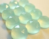 Semi Precious Cabochons Chalcedony Rose Cut Aqua 7mm THREE CABS