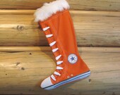 Converse inspired Christmas Stocking-luscious tangerine dream-teenager gift-Handmade by CreationzbyCatherine