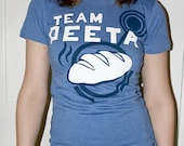 Women's Hunger Games Team Peeta T-Shirt with Bread Graphic, Blue, SIZE SMALL