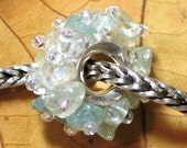 Silver Blue Lampwork Glass Bead