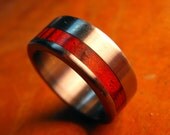 Titanium Weddin Ring- Cocobolo Wood Inlay (offset)
