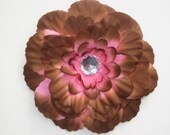 Pink and Brown Flower Clip