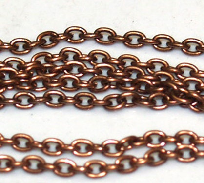 9 Feet (3 Yards) Antique Copper Color Metal Chain, 2x3mm Steampunk enough for 6 generous necklaces