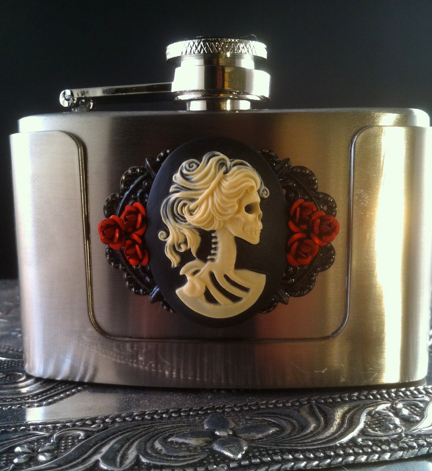 Stainless Steel Belt Buckle Flask "Persephone's Return"