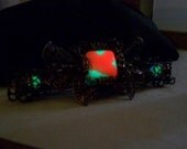 Electric Flower - Glow in the Dark Silver/Bronze Barrette - Steampunk Style Filigree Featuring "Electric Red" Glow Effect