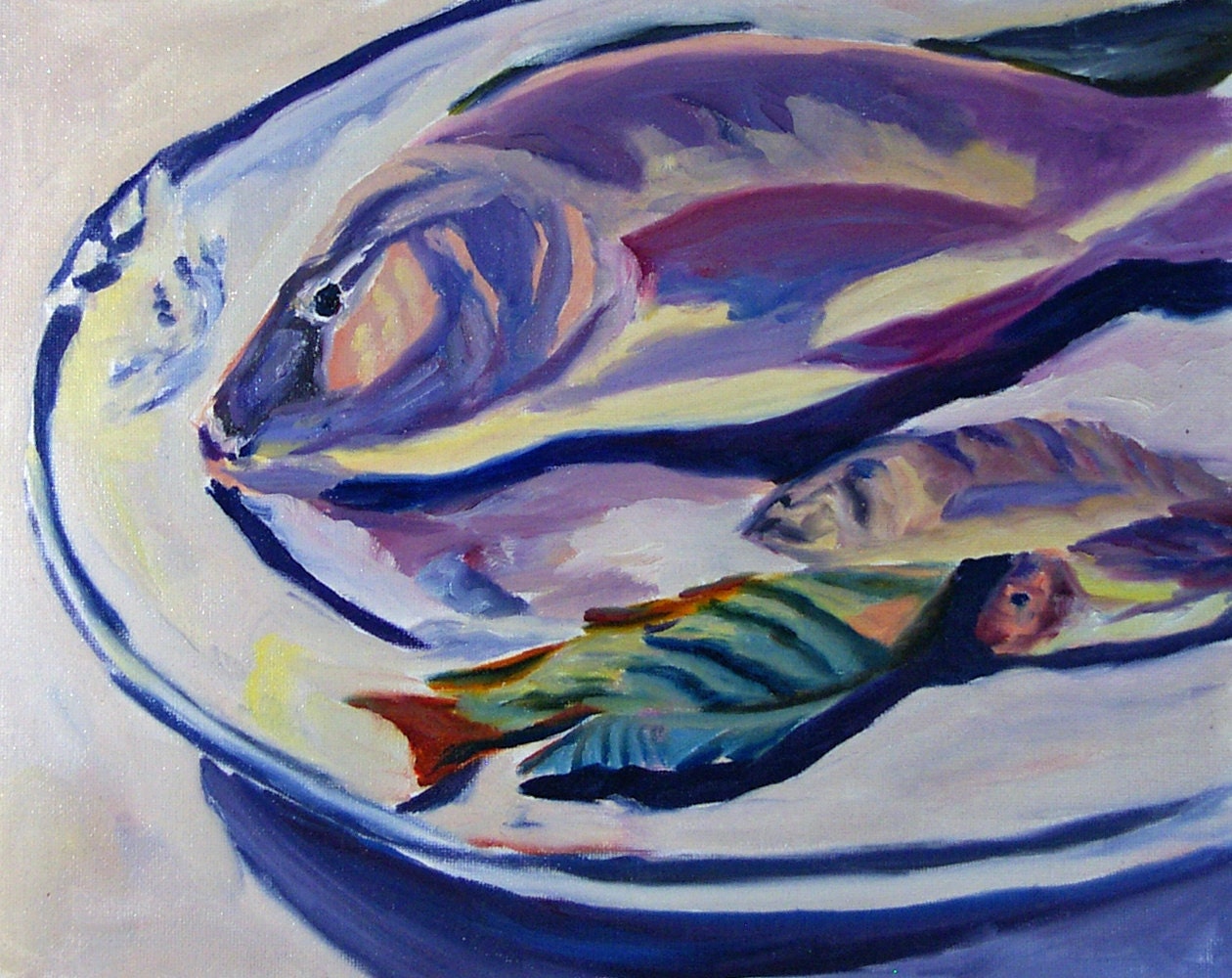 Fish Study Still Life Oil Painting