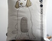 Dog Cushion with appliqued  and embroidered design