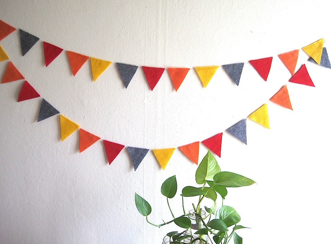 Bunting Garland with colorful felt flags (5.5 ft) - Kids Birthday Party Decoration, Children's Room Decor, Photo Booth Prop, Handmade