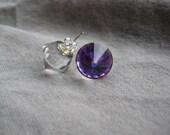 Crystal Vintage Rare Heliotrope Special Effects Rocket Sterling Silver Earrings Glass Purple By Pink Sugar Crystals