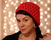 Bright Red Bubble Crochet Hat