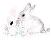 The Rabbit - Poetical Wildlife Illustration - Kids Art Wall - Il Coniglio